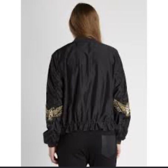 NU Denmark‎ Womens Sequined Eagle Full-Zip Bomber Jacket Black Large - Picture 4 of 14